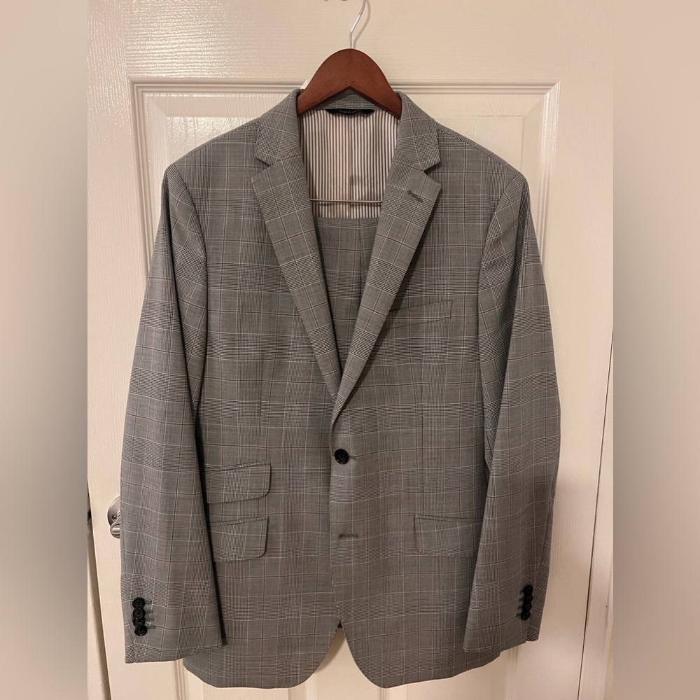 Gray Plaid Banana Republic Two-Piece Suit